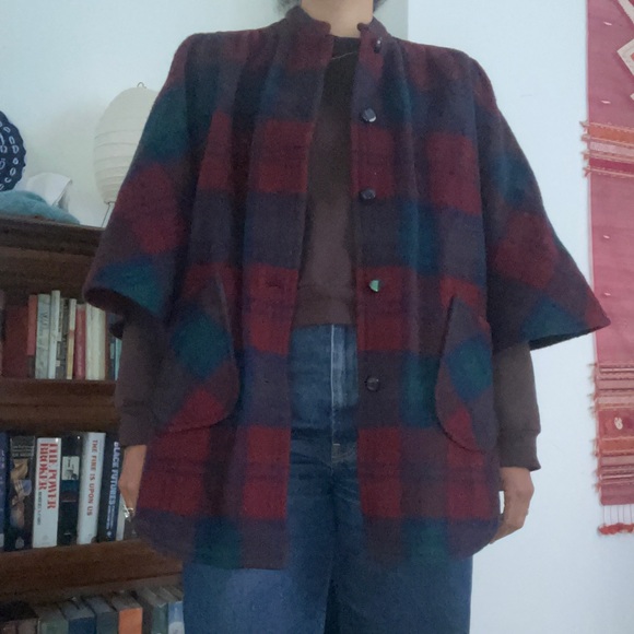 Buckled Cape-Style Wool Jacket